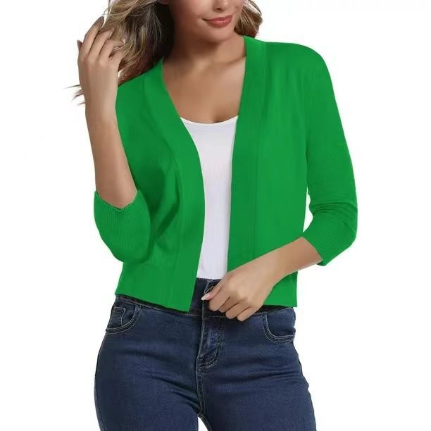 Scarlett | Women's Open Front 3/4 Sleeve Cardigan - Black - Image 2