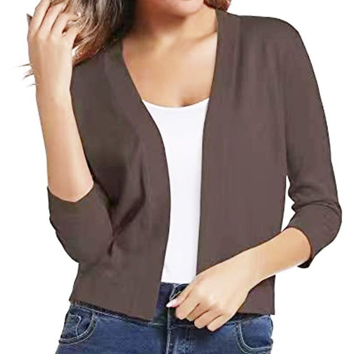 Scarlett | Women's Open Front 3/4 Sleeve Cardigan - Black - Image 20