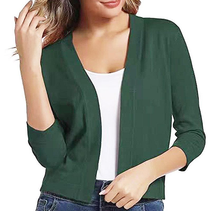 Scarlett | Women's Open Front 3/4 Sleeve Cardigan - Black - Image 21
