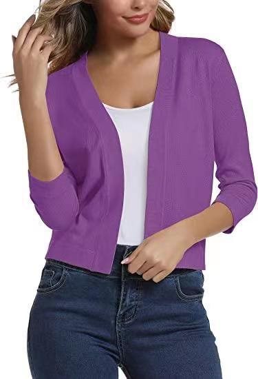 Scarlett | Women's Open Front 3/4 Sleeve Cardigan - Black - Image 22