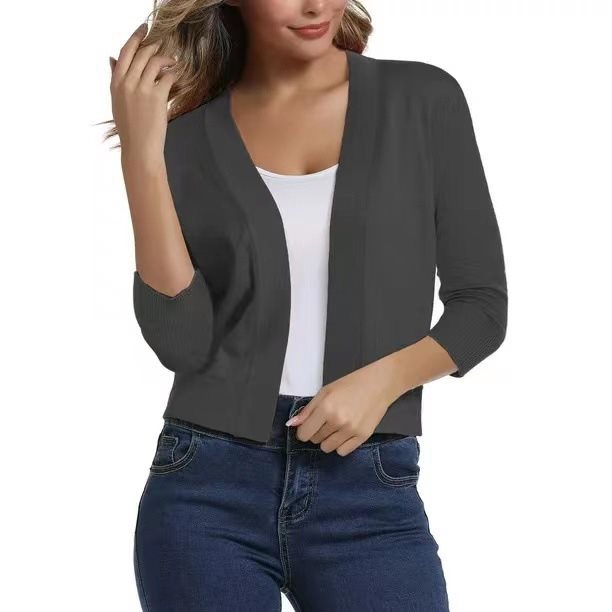 Scarlett | Women's Open Front 3/4 Sleeve Cardigan - Black - Image 23