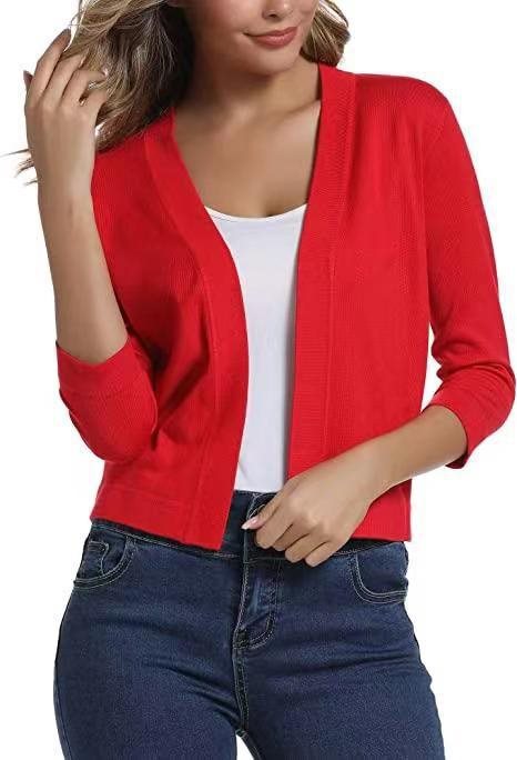 Scarlett | Women's Open Front 3/4 Sleeve Cardigan - Black - Image 24