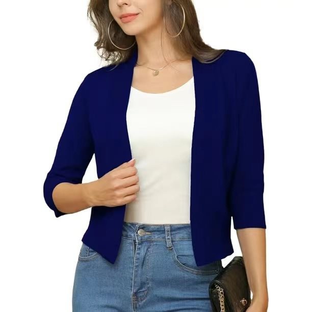 Scarlett | Women's Open Front 3/4 Sleeve Cardigan - Black - Image 4