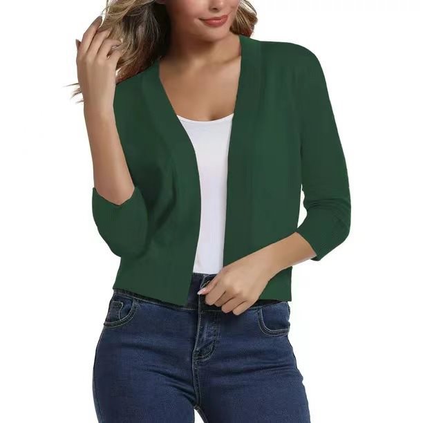 Scarlett | Women's Open Front 3/4 Sleeve Cardigan - Black - Image 5