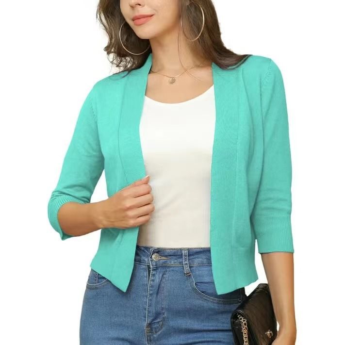 Scarlett | Women's Open Front 3/4 Sleeve Cardigan - Black - Image 7