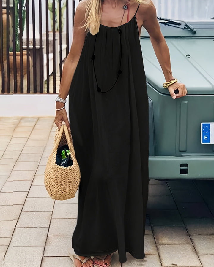 Sloane | Women's Sleeveless Cami Maxi Dress - Beige - Image 3