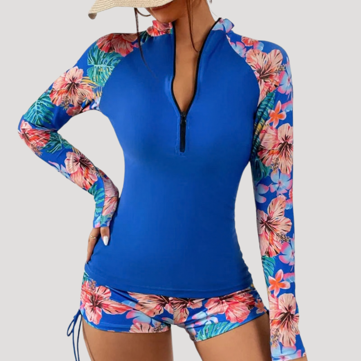 Solange | Women's Floral Long Sleeve Two Piece Swimsuit - Floral - Image 4