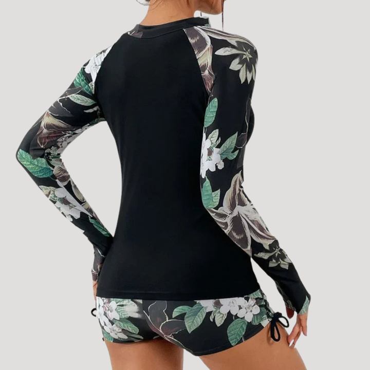 Solange | Women's Floral Long Sleeve Two Piece Swimsuit - Floral - Image 7