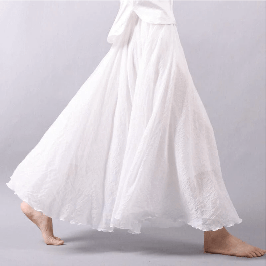 Solange | Women's Flowy Boho Maxi Skirt - Dark Pink - Image 3