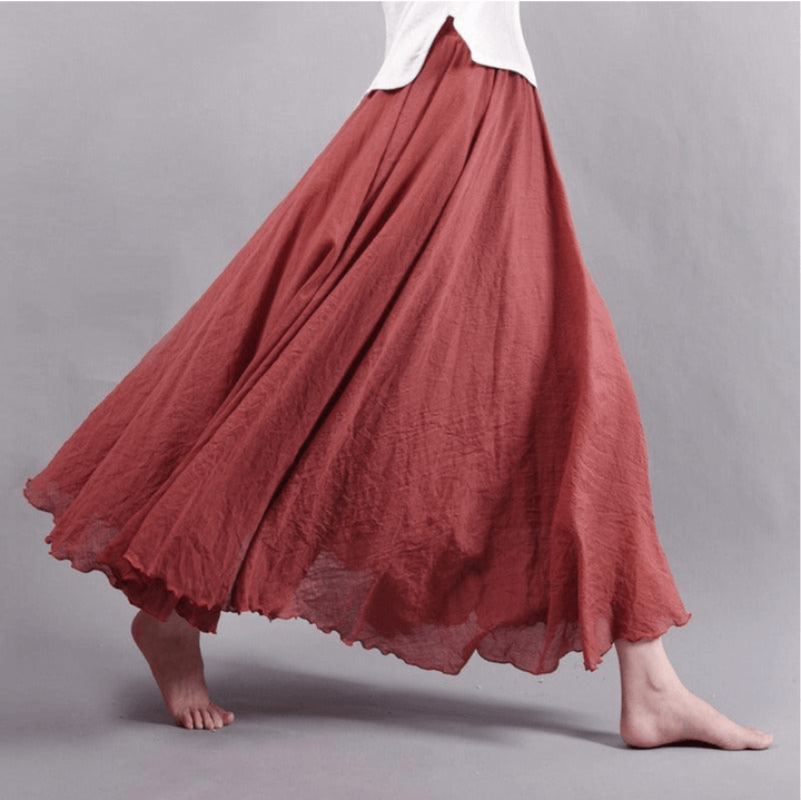Solange | Women's Flowy Boho Maxi Skirt - Dark Pink - Image 7