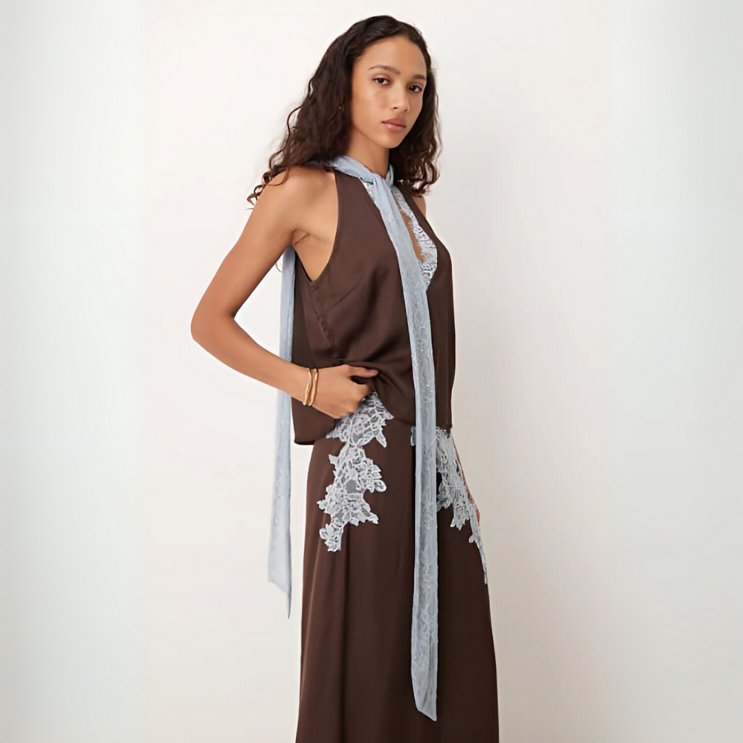 Mabel™ | Elegant Lace Panel Top & Skirt Set