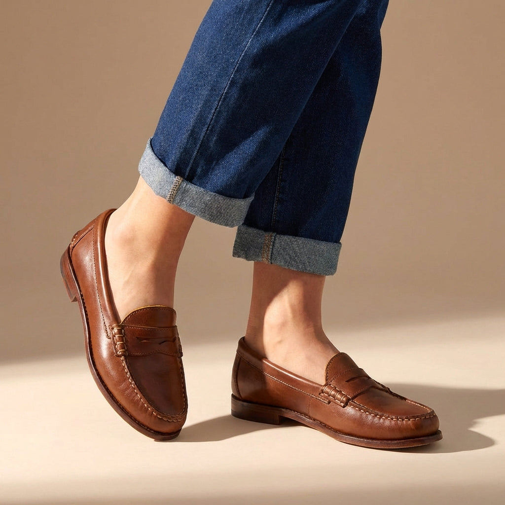 Tansy | Women's Classic Penny Loafer Flat Slip-On Shoe - Brown - Image 1