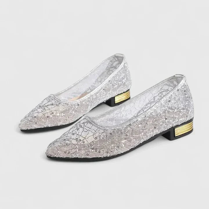 Thalia | Women's Pointed Toe Ballet Flats - Beige - Image 4