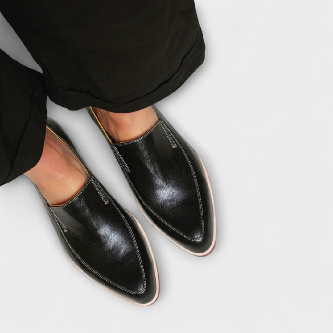 Theodora | Women's Black Slip-On Loafers - Black - Image 2