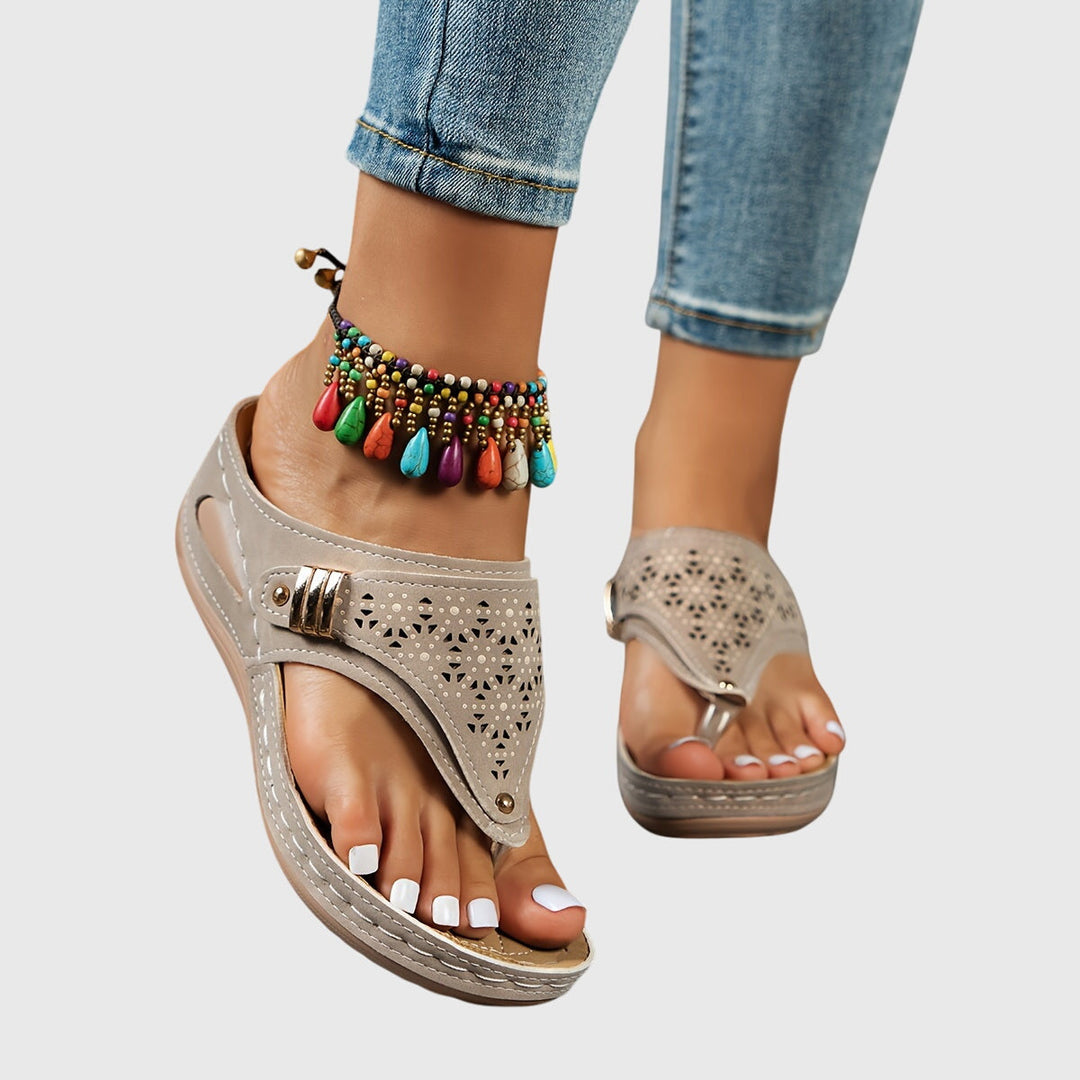 Theodoros | Women's Platform Ankle Strap Sandals - Brown - Image 11