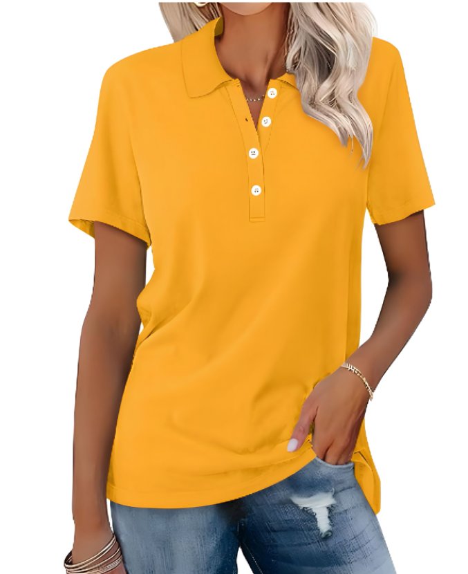 Thessaly | Women's Collared Short Sleeve Polo Shirt - Grey - Image 14