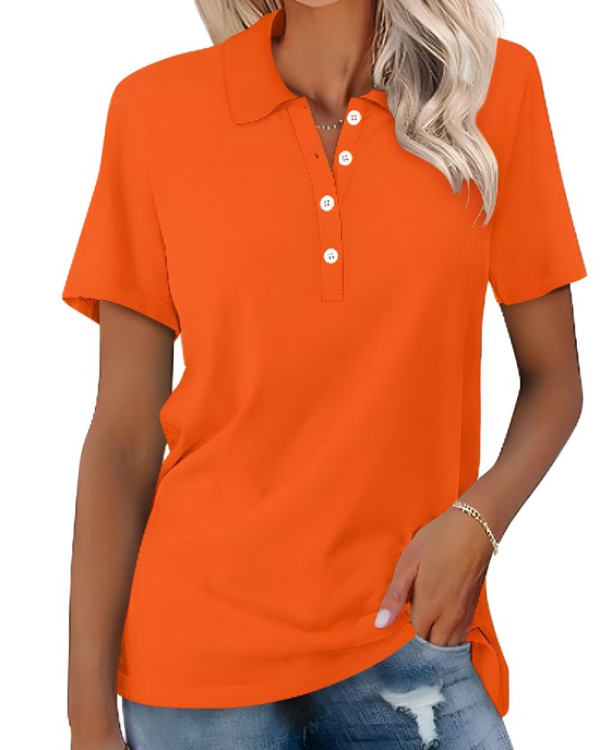 Thessaly | Women's Collared Short Sleeve Polo Shirt - Grey - Image 4