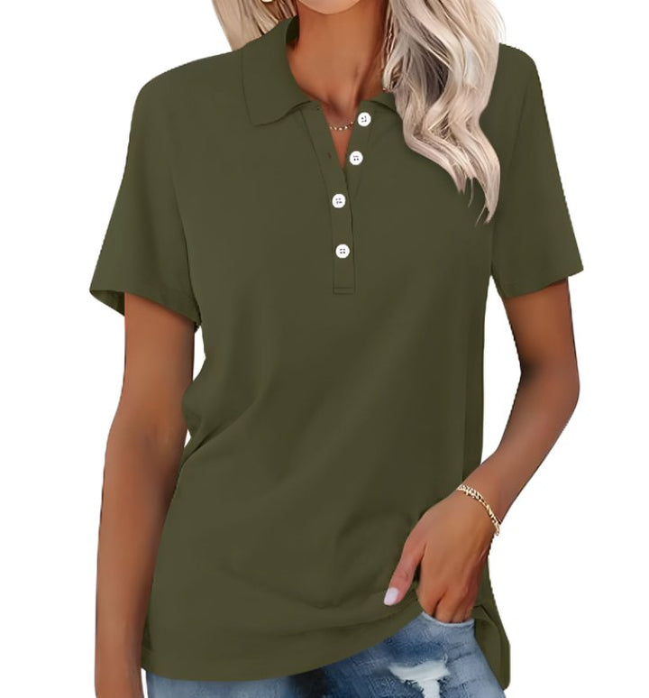 Thessaly | Women's Collared Short Sleeve Polo Shirt - Grey - Image 6