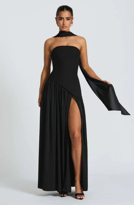 Tivera | Women's Strapless Formal Maxi Dress - Burgundy - Image 7