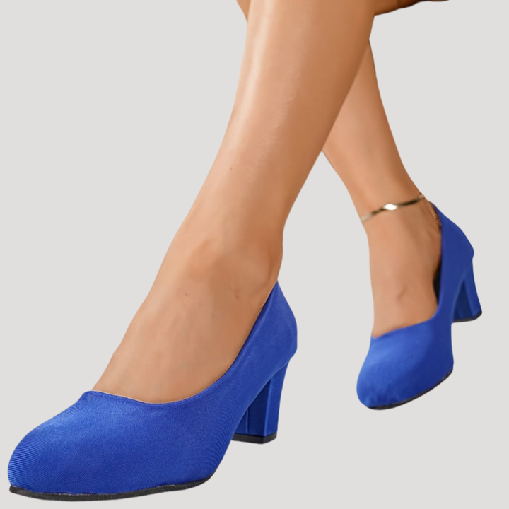 Valentina | Women's Block Heel Court Shoes - Red - Image 7