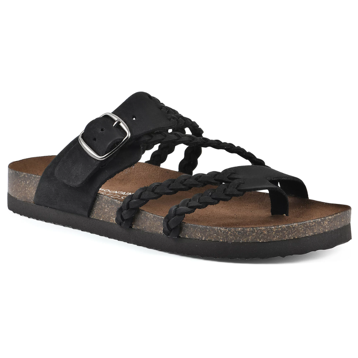 Vellara | Women's Braided Strap Big Buckle Cork Footbed Sandal - Sage - Image 7