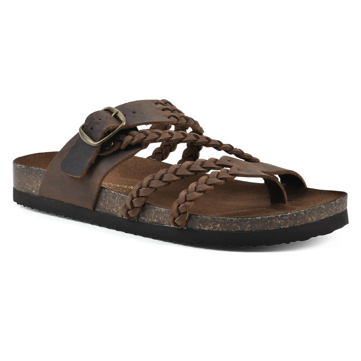 Vellara | Women's Braided Strap Big Buckle Cork Footbed Sandal - Sage - Image 8
