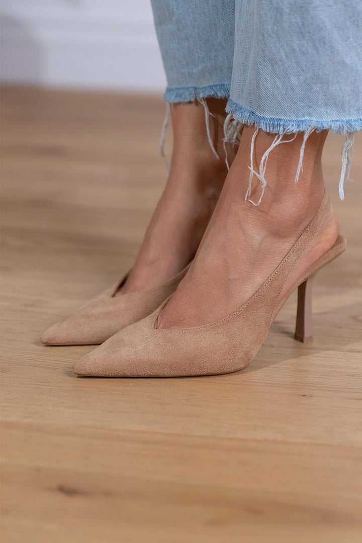Vesper | Women's Pointed Toe Slingback Heels - Champagne - Image 4