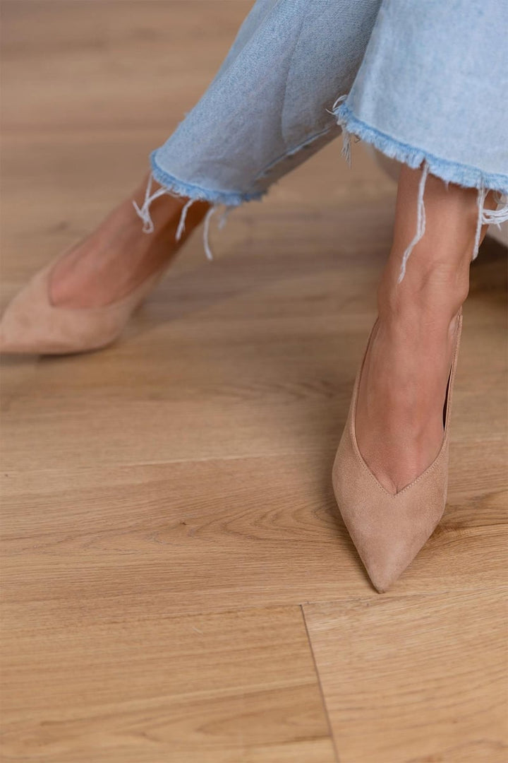 Vesper | Women's Pointed Toe Slingback Heels - Champagne - Image 6