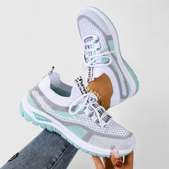 Viola | Women's Orthopedic Lace-Up Walking Sneakers - Champagne - Image 6