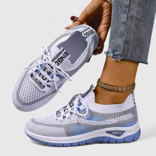 Viola | Women's Orthopedic Lace-Up Walking Sneakers - Champagne - Image 9