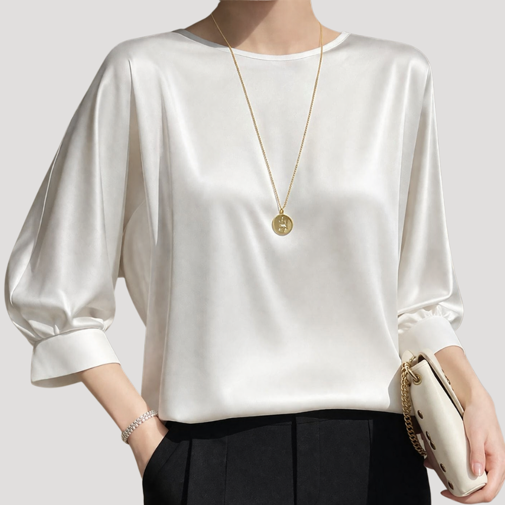 Xanthe | Women's Long Sleeve Relaxed Fit Blouse - White - Image 2